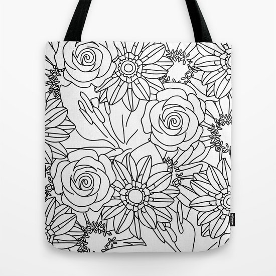 Flowers Of Summer B W Colour In Tote Bag By Jessicaslater Society6