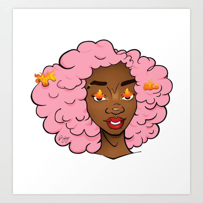 Edda Black Girl Magic Cotton Candy Afro Melaninated Girl Power Art Print By Rukiyakamaria Society6