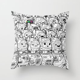 Glitchy assembly line Throw Pillow