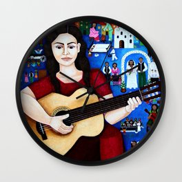 Violeta Parra and her guitar Wall Clock