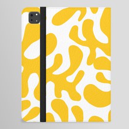 Yellow Matisse cut outs seaweed pattern on white background iPad Folio Case
