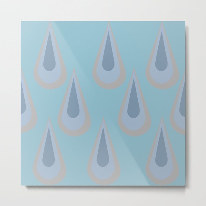 Drippin - Blue Colorful Decorative Art Pattern Metal Print