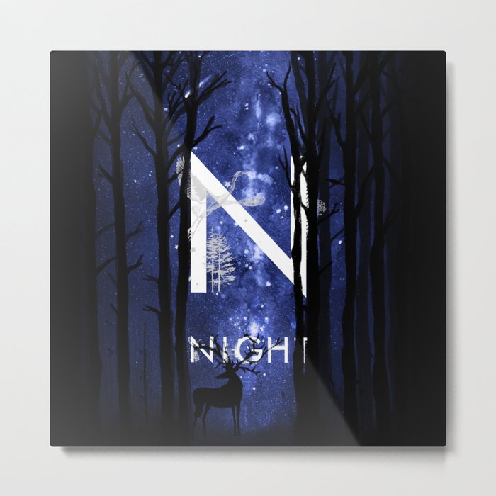 Starry Night and Moon #5: Night Metal Print