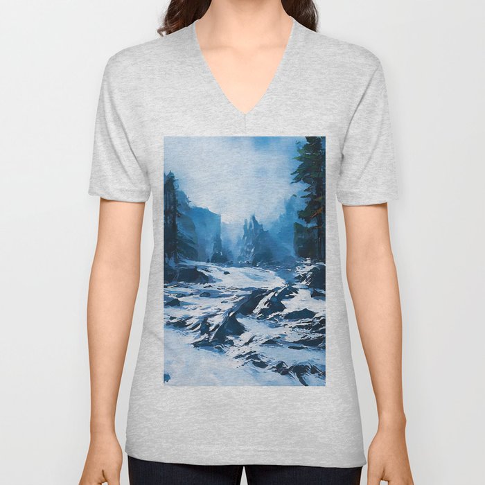 Frozen Landscape V Neck T Shirt