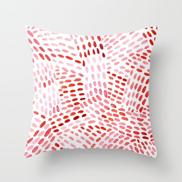 Watercolor dotted lines - red Throw Pillow