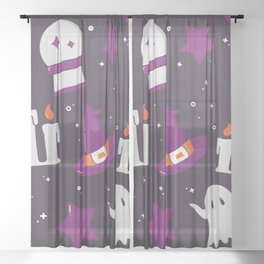 Scary Halloween Background Sheer Curtain