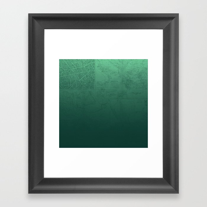 Jade Map Framed Art Print