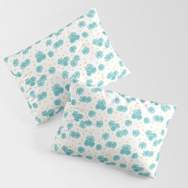 Daisies and Dots - Turquoise and Yellow Pillow Sham