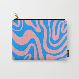 Bright 60s 70s Memphis Liquid Swirl in Pink + Blue Carry-All Pouch