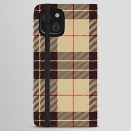 Tan Tartan with Black and Red Stripes iPhone Wallet Case