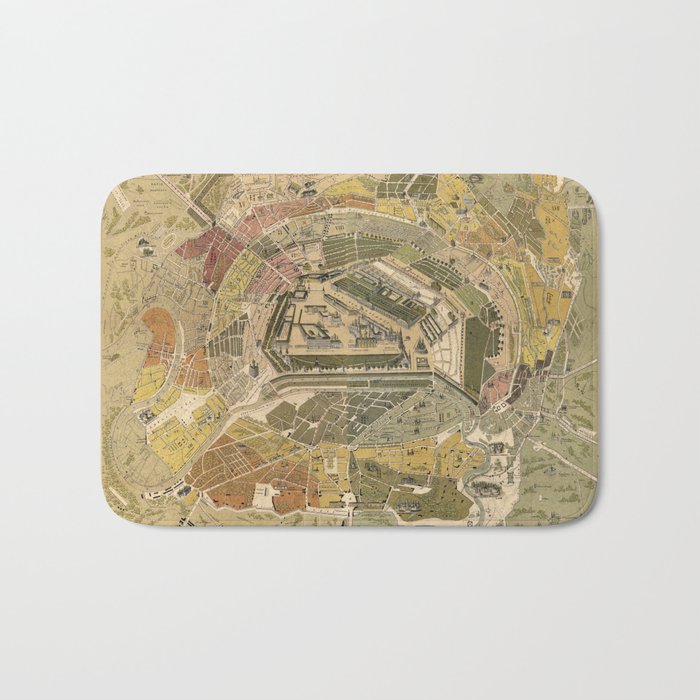 Map of Moscow Vintage Pictorial Map Bath Mat