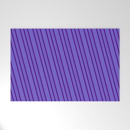 [ Thumbnail: Slate Blue and Indigo Colored Striped/Lined Pattern Welcome Mat ]