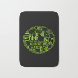 Pickleball Ball Art Words Bath Mat | Paddle, Retiring, Pickle, Responsibly, Ball, Present, Love, Squad, Dink, Graphicdesign 
