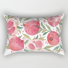Watercolor Pomegranates Pattern Painting Rectangular Pillow