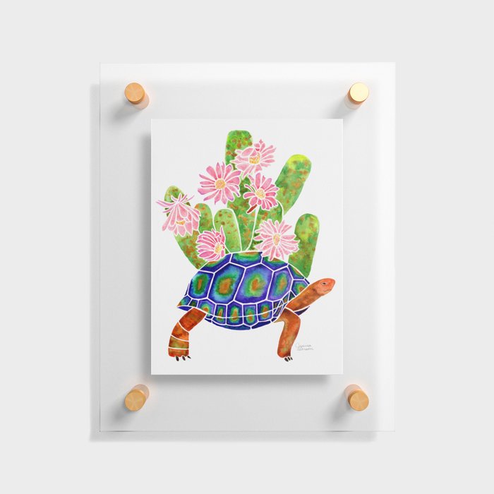 Tortoise and Cactus Floating Acrylic Print