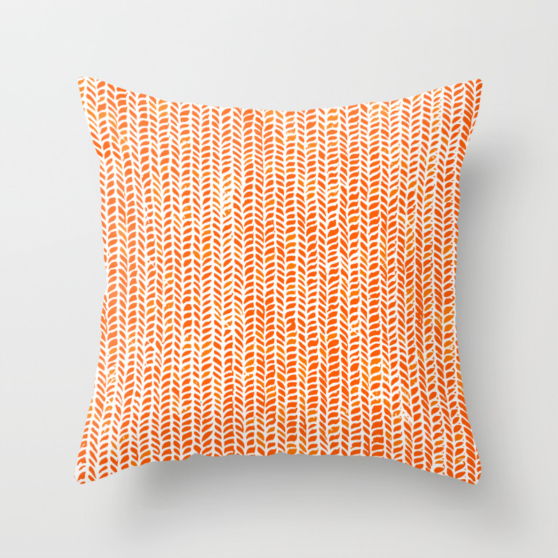 Stockinette Orange Throw Pillow