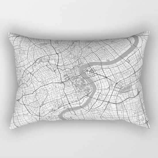 Shanghai Map Line Rectangular Pillow