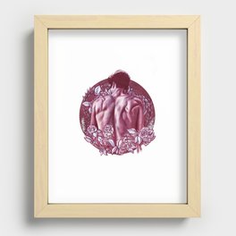 Shirtless gu with flowers background Recessed Framed Print