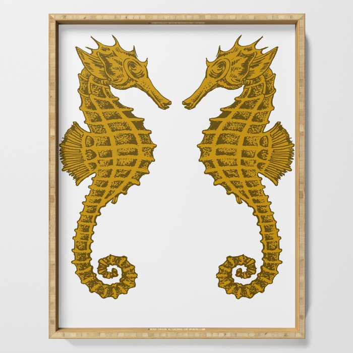 Symmetrical Seahorses Pattern Serving Tray