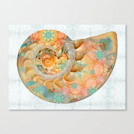 Beachy Beach Whimsical Enchanted Nautilus Shell Art Canvas Print