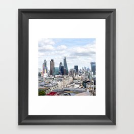 Great Britain Photography - Tall Skyscrapers Right Beneath The Clouds Framed Art Print