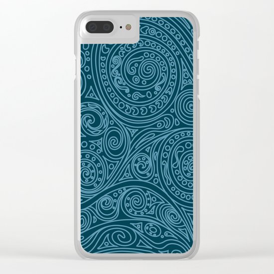 Doodle spiral sea green Clear iPhone Case