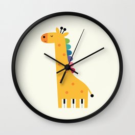 Giraffe Piano Wall Clock | Vector, Illustration, Cute, Digital, Giraffe, Children, Love, Concept, Curated, Drawing 