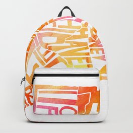 Typographic Connecticut - orange watercolor map Backpack | Orange, Pink, Painting, Watercolor, Yellow, Map, Typography, Watercolormap, Connecticutmap, Typographicmap 
