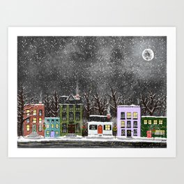 A Snowy Night Art Print