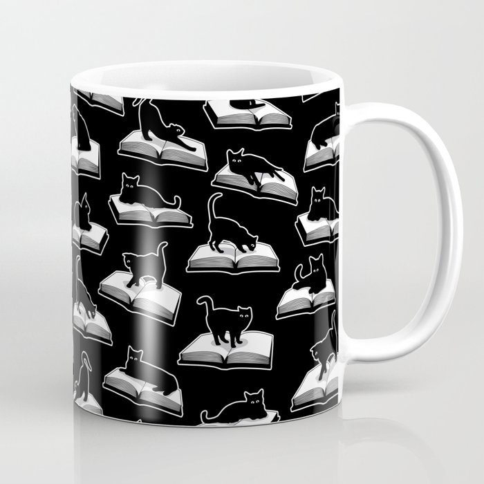 Easily Distracted By Cats And Books Book & Cat Lover Pattern Coffee Mug