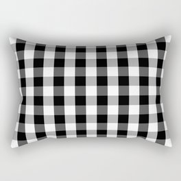 Large Black White Gingham Checked Square Pattern Rectangular Pillow