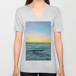 Sunset Over Lake Superior | Travel Photography and Collage V Neck T Shirt