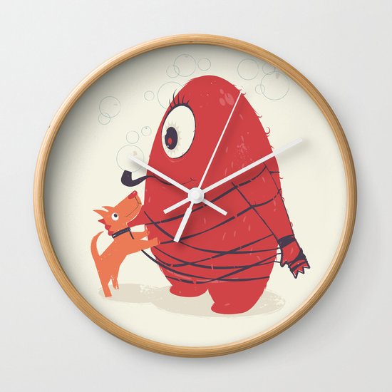 Cyclopes Monster Blob & Orange Dog Wall Clock