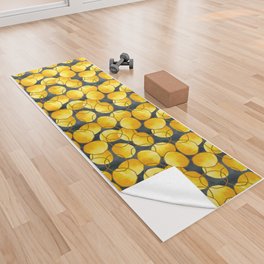 Abstract gray yellow pattern with circles Yoga Towel