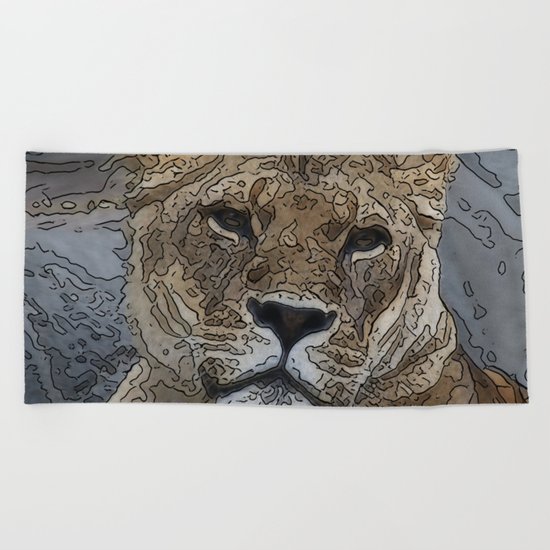 Animal ArtStudio 1016 lion Beach Towel