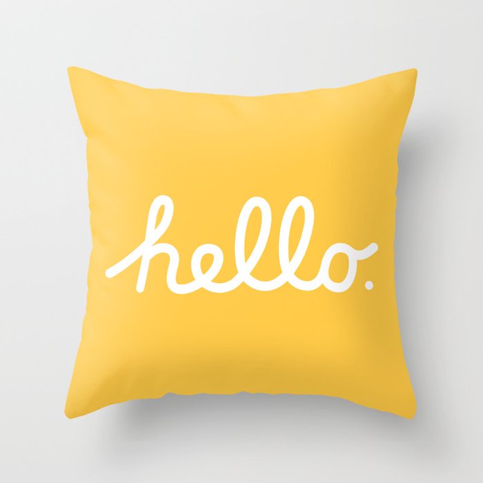 Hello: The Macintosh Office (Yellow) Throw Pillow