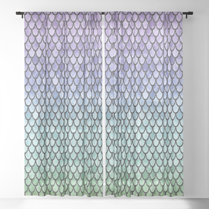 Pretty Mermay Scales 39 Sheer Curtain