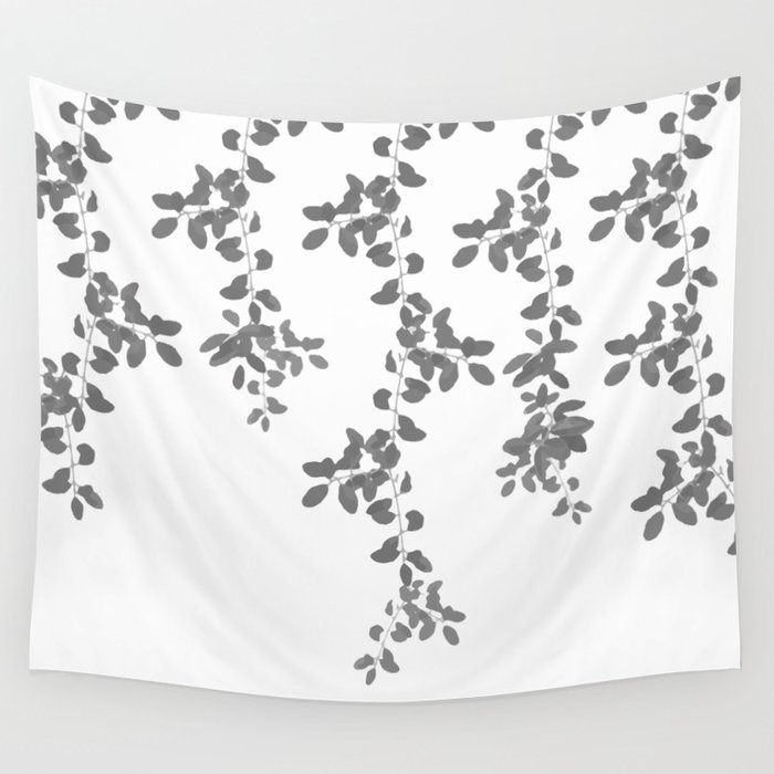 Grey Leaves pattern. grey. white. leaves. Wall Tapestry