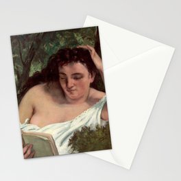 A Young Woman Reading, 1866-1868 by Gustave Courbet Stationery Card