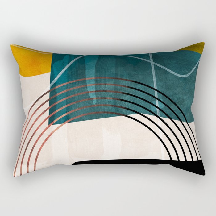 Society6 Mid Century Shapes Geometric Abstract Color 2 by Ana Rut BRE Fine Art on Rectangular Pillow 