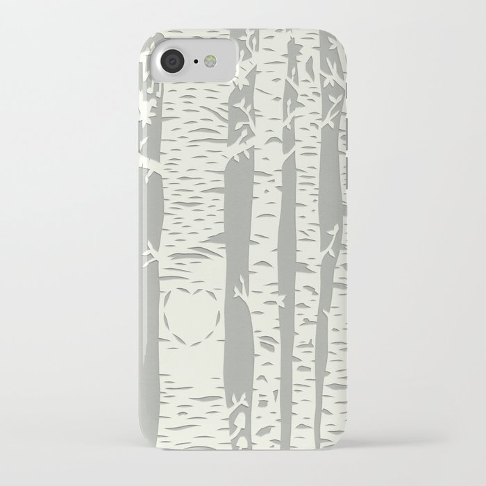 Birch Tree With Carved Heart - Papercut Design iPhone Case