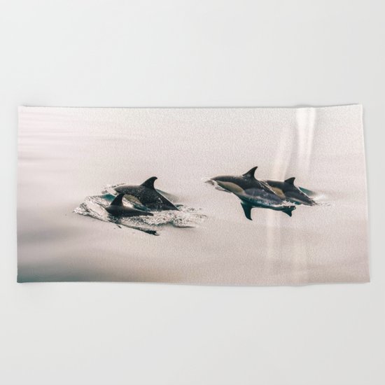 Swimming With Dolphins Beach Towel