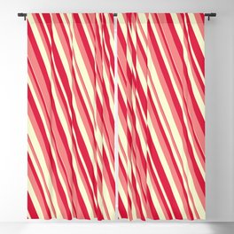 [ Thumbnail: Crimson, Light Coral & Light Yellow Colored Lines Pattern Blackout Curtain ]