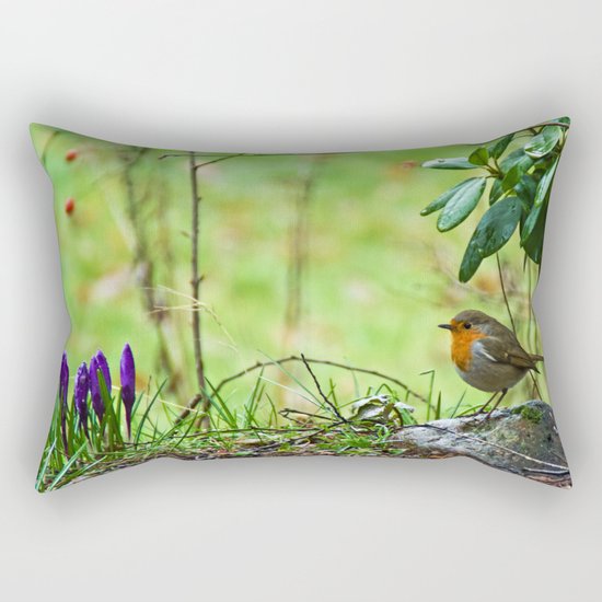 Robin in the spring Rectangular Pillow