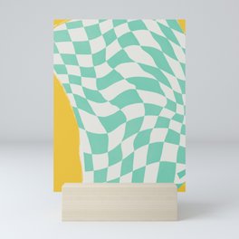 Mint checker fabric abstract Mini Art Print