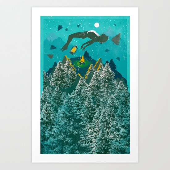 FLOATING FOREST BLUE Art Print
