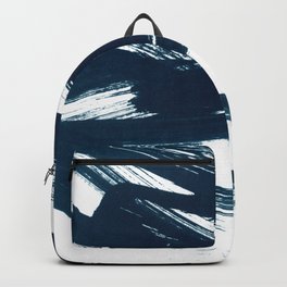 Gestural Abstract Indigo Blue Brush Strokes Backpack