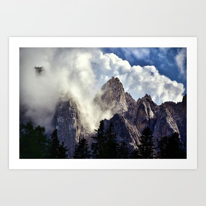 Mystical Mountains In Clouds Landscape Nature Photography Art Print By Staypositivedesign