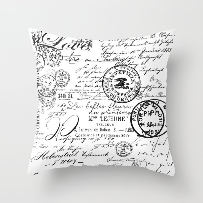 Vintage script throw pillows online