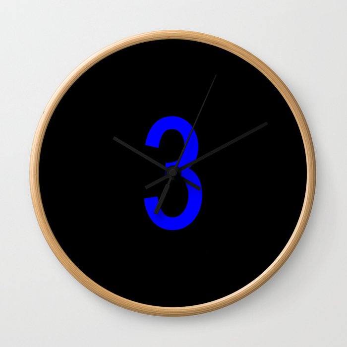 NUMBER 3 (BLUE-BLACK) Wall Clock